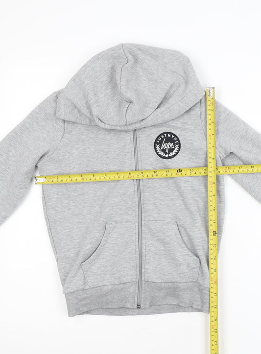 Hype Boys Grey Full Zip Hoodie Size 7 Years Cotton Blend Casual