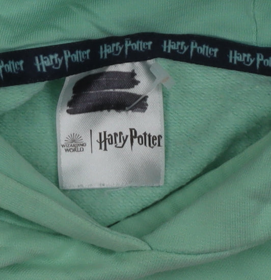 Additional view of Harry Potter girls’ mint green hoodie, size 12, cotton hedwig print