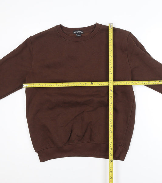 PrettyLittleThing Women Brown Crew Neck Pullover Sweatshirt Size S