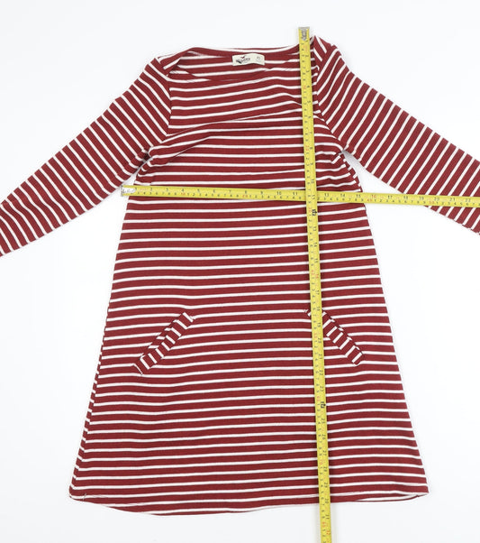 Hollister Womens Red White Striped Knee Length Shift Dress XS