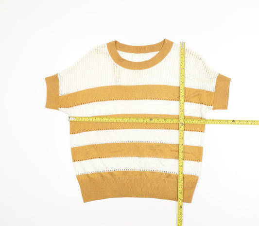 Next Women’s Brown Striped Knit Short Sleeve T-Shirt Size S