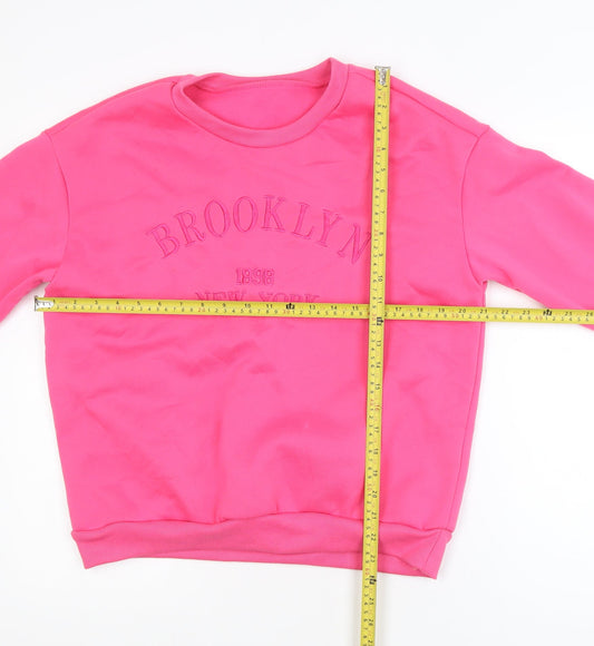 SHEIN Womens Pink 'Brooklyn New York' Pullover Sweatshirt Size 10