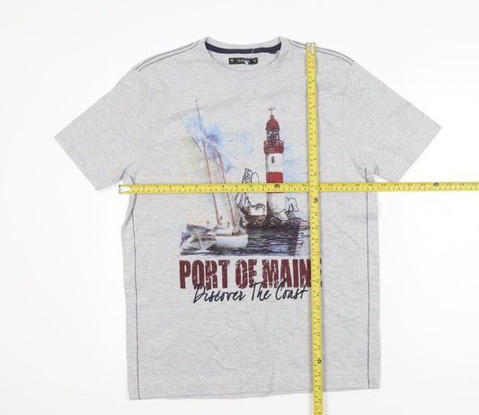Dunnes Men Grey Port of Maine Graphic Short Sleeve T-Shirt Small