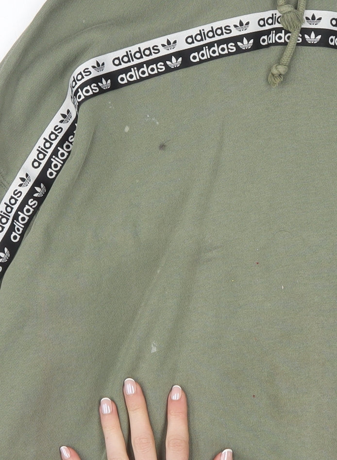 Adidas Womens Green Pullover Hoodie Size 10 Cotton Blend Casual