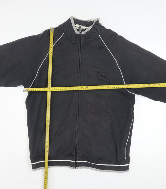 Quiksilver Men's Black Track Jacket L Full Zip Cotton Casual