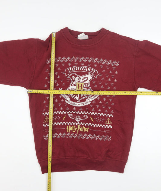 Harry Potter Men’s Red Hogwarts Pullover Sweatshirt Size S