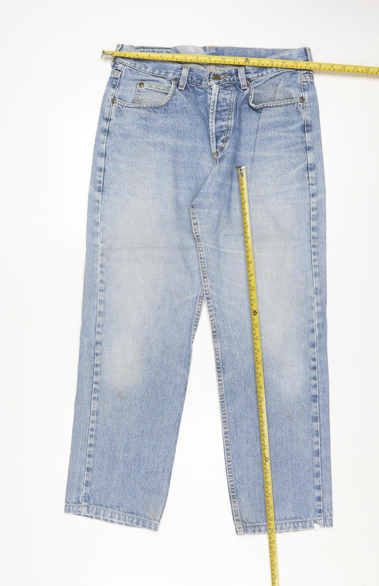 Lee Men's Blue 33x30 Straight Leg Denim Jeans Retro Style