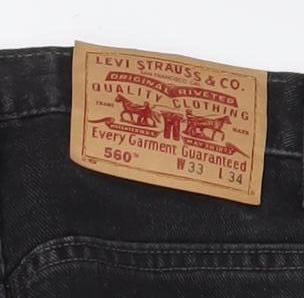Levi's 560 Men's Black Relaxed Fit Straight Denim Jeans W33 L34