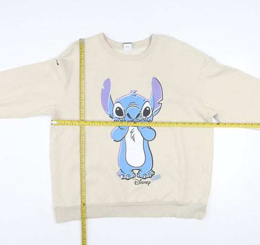 Disney Classics at George Women Beige Stitch Sweatshirt L Pullover Cotton Blend