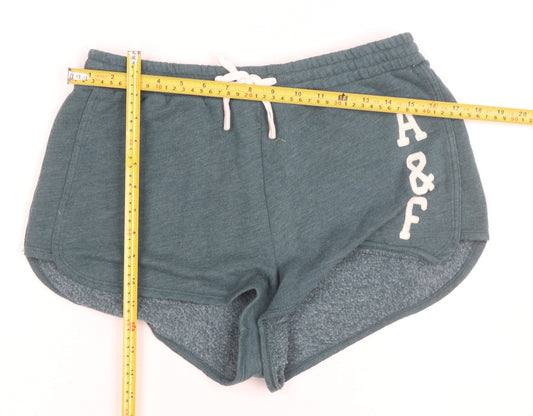 Abercrombie & Fitch Women's Green Sweat Shorts M Logo Drawstring