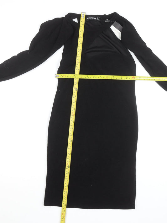 PrettyLittleThing Women's Black Size 6 Long Sleeve Bodycon Cut Out Dress