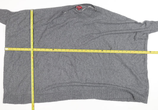 Monsoon Women Grey Knit Crew Neck 3/4 Sleeve Relaxed Jumper S