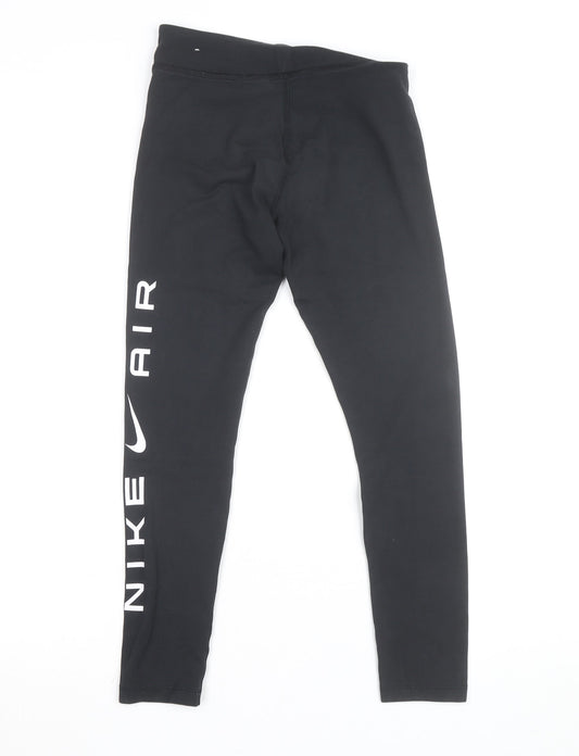 Nike Women Black Athletic Leggings M Slim Fit Stretch Sportswear