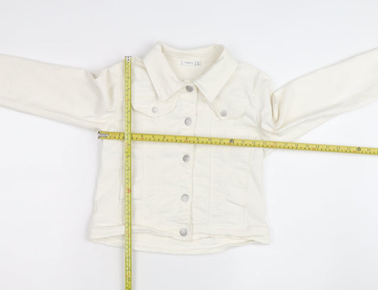 Name It Girls Ivory Denim Button Jacket 12 Years Twill Cotton Blend