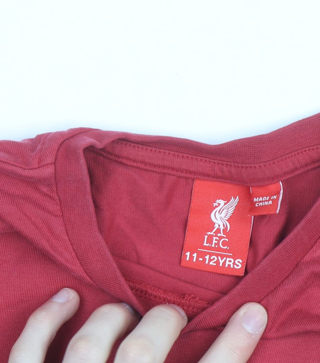 Additional view of Liverpool FC boys’ red short sleeve t-shirt 11-12 years crew neck sports tee