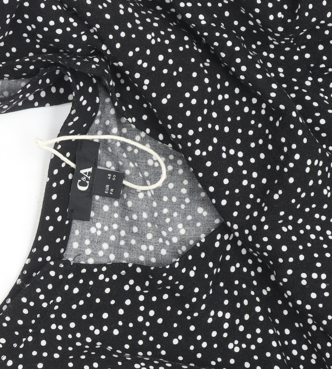 Additional view of C&A Women Black Polka Dot V-Neck A-Line Dress, size 20
