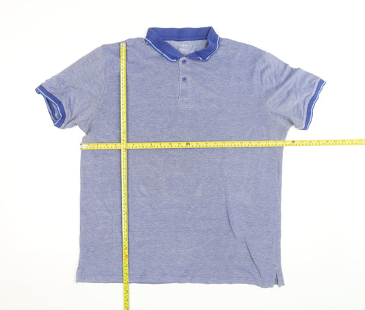Dunnes Stores Men's Blue Regular Fit Cotton Blend Polo Shirt XL