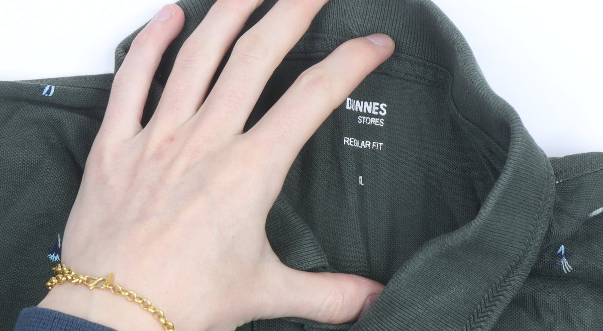 Additional view of Dunnes Men’s Green Floral Cotton Polo Shirt XL Regular Fit