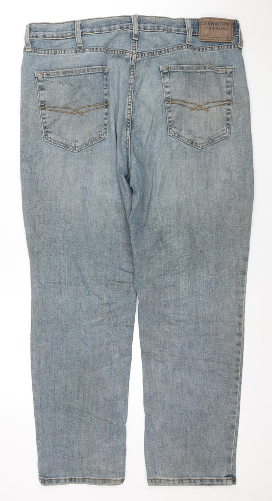 Levi Strauss Men's Blue 38x30 Regular Fit Straight Denim Jeans