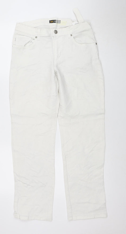 Lee Women's White Straight Leg Mid Rise Stretch Jeans Size 6 Short