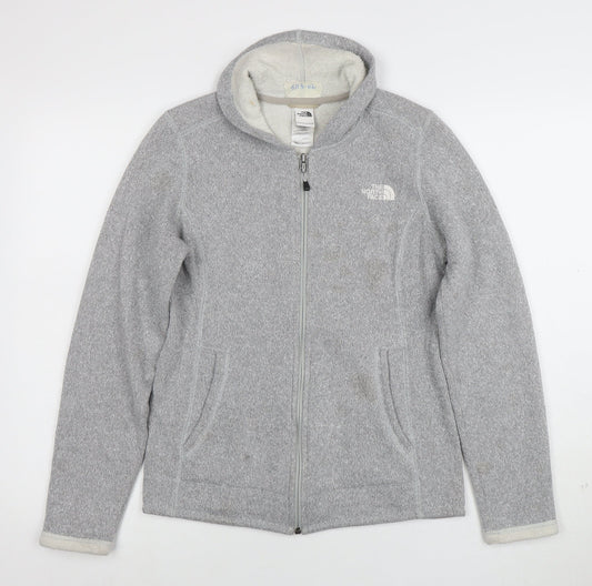 The North Face Women Grey Fleece Jacket Hooded Small