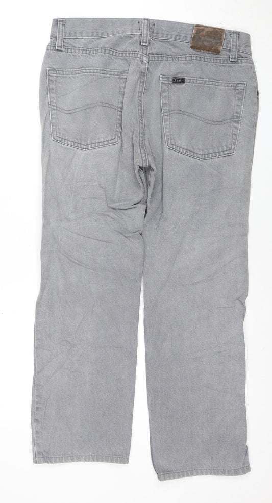 Lee Mens Grey Regular Fit Jeans Size 32x30 Straight Denim