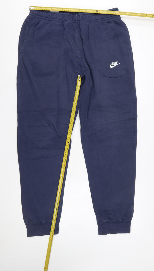 Nike Men's Blue Jogger Trousers L Tall Cotton Blend Casual
