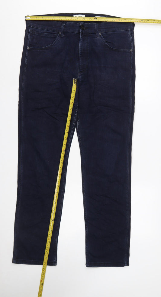 Wrangler Men Blue Straight Denim Jeans W35 L32 Greensboro Regular Fit