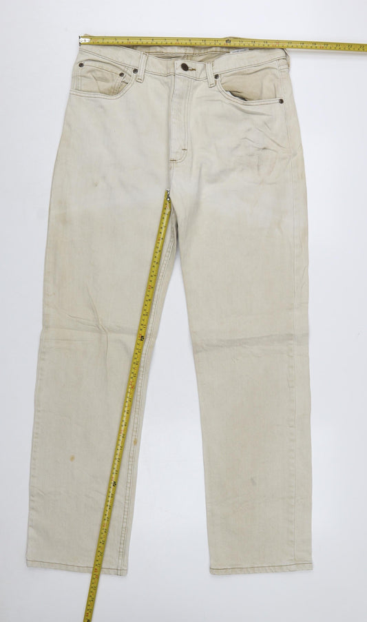 Wrangler Men's Beige Regular Fit Straight Leg Jeans 34x32