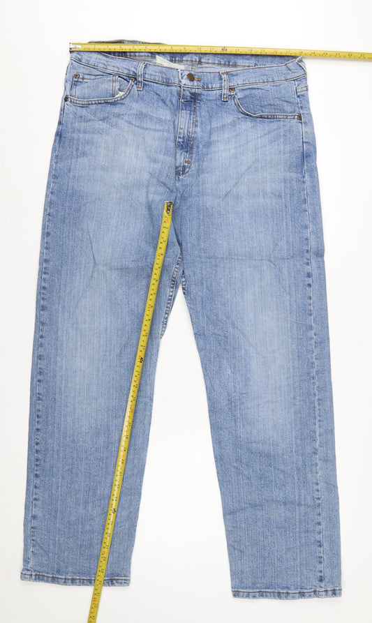 Wrangler Men's Blue Straight Leg Stretch Denim Jeans 36x32