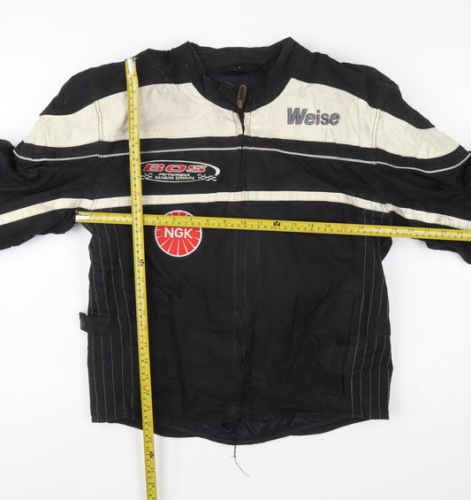 Weise Mens Black Motorcycle Jacket M Reflective Biker Riding