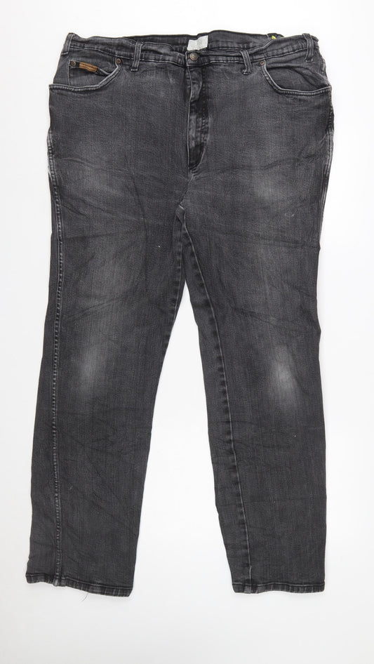 Wrangler Men's Black Jeans W44 L34 Texas Stretch Denim Straight Fit