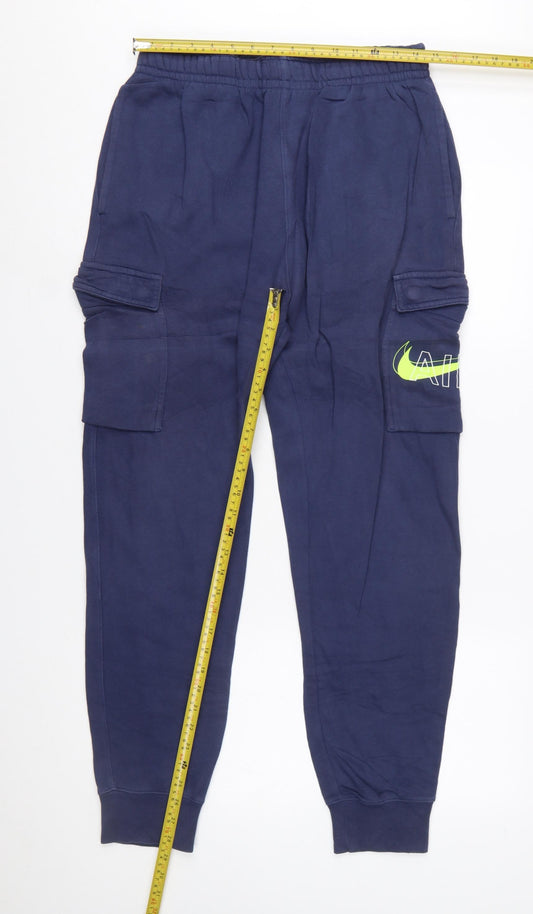 Nike Men Navy Blue Cargo Joggers Medium Cotton Blend