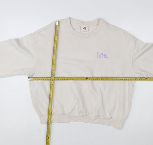 Lee x H&M Women Beige Cotton Blend Pullover Sweatshirt M