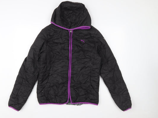 Puma Womens Black Size 12 Hooded Puffer Jacket