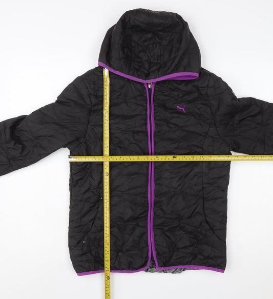 Puma Womens Black Size 12 Hooded Puffer Jacket