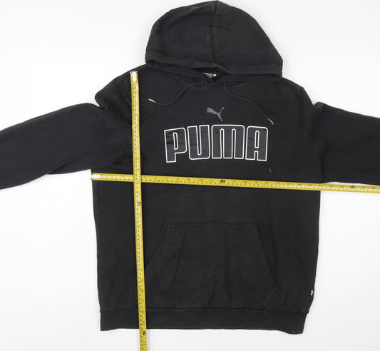 Puma Men's Black Pullover Hoodie Size M Logo Fleece Sweatshirt