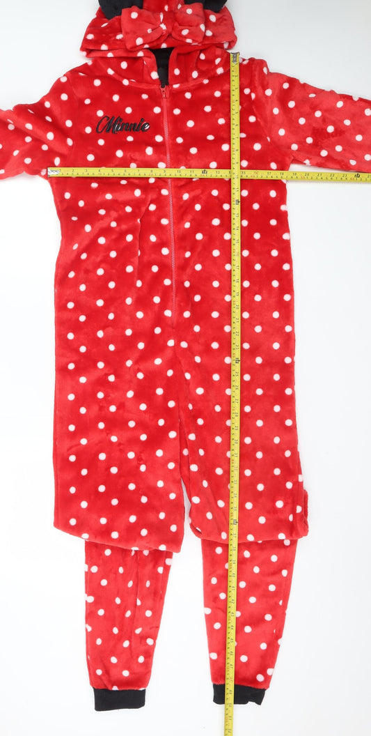 Character.com Womens Red Polka Dot Minnie Mouse Fleece Onesie Size S