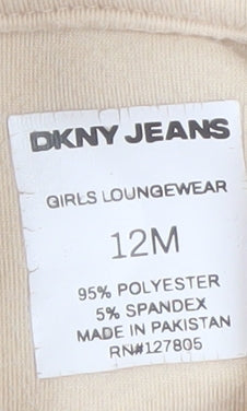 DKNY Jeans Girls Beige Hooded Short Sleeve Casual Top 12 Months Polyester Blend