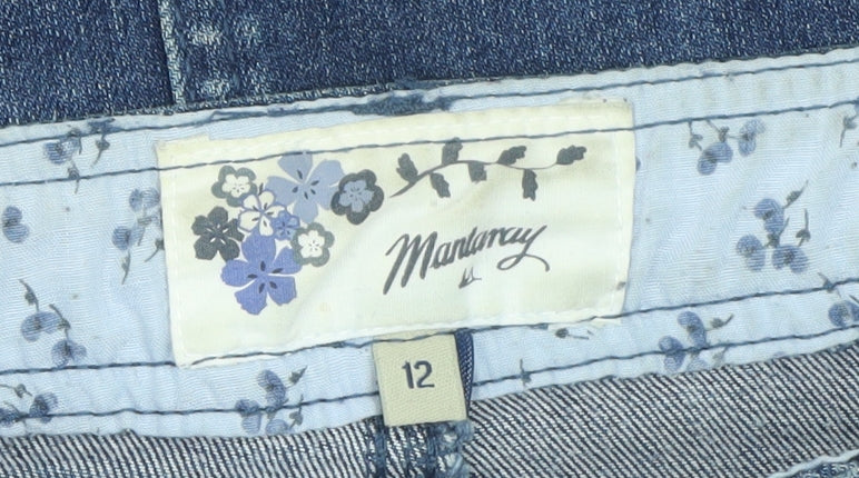 Mantaray Women's Blue Cotton Denim A-Line Skirt Size 12