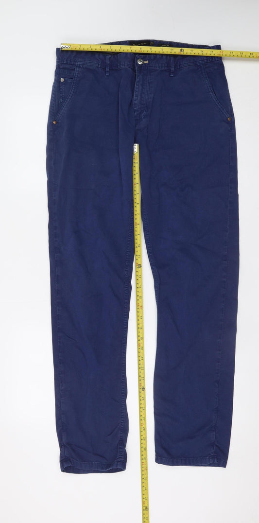 Massimo Dutti Men's Blue Straight Leg Jeans Size 36 Regular Cotton