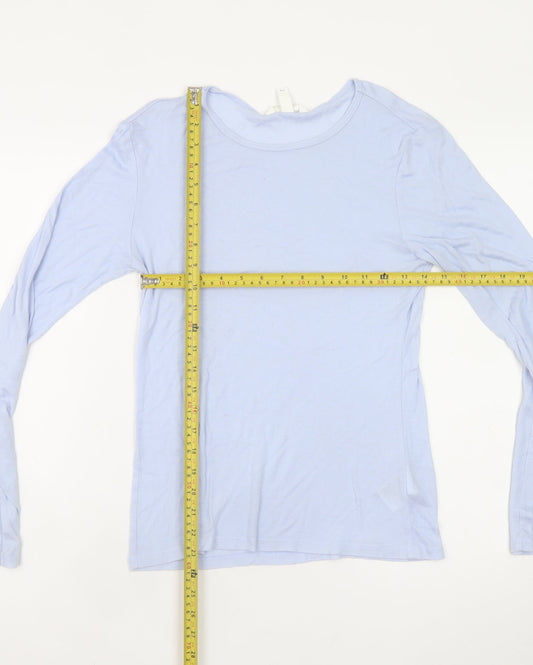 H&M Women Blue Basic Long Sleeve Lyocell T-Shirt Size 12