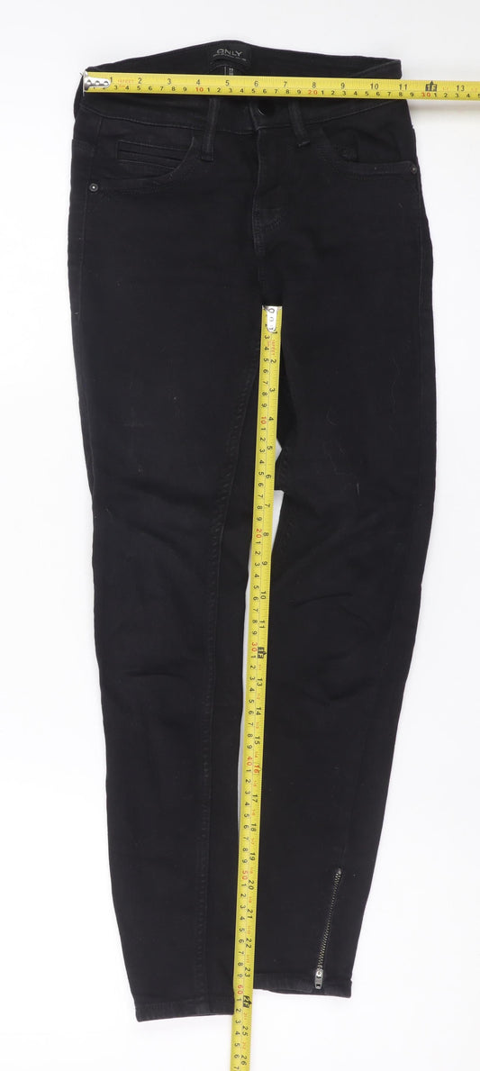 ONLY Blue Denim Women's Black XS Skinny Jeans with Ankle Zip