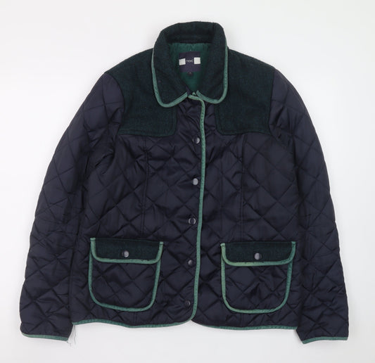 Next Women's Blue Quilted Mid-Length Jacket Size 14