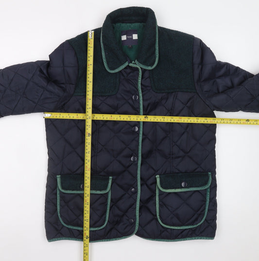 Next Women's Blue Quilted Mid-Length Jacket Size 14
