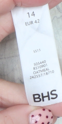 BHS Women’s Beige Floral Short Sleeve Jersey T-Shirt Size 14