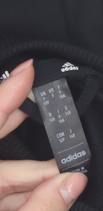 adidas Boys Black 9-10 Years Colourblock Full Zip Track Jacket