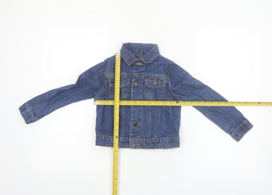 Avenue Girls Blue Denim Button Jacket 3-4 Years Cotton Casual
