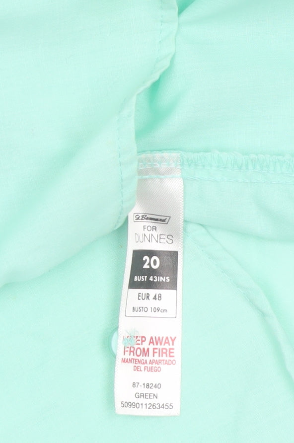 Dunnes Women’s Green Button-Up 3/4 Sleeve Shirt Size 20