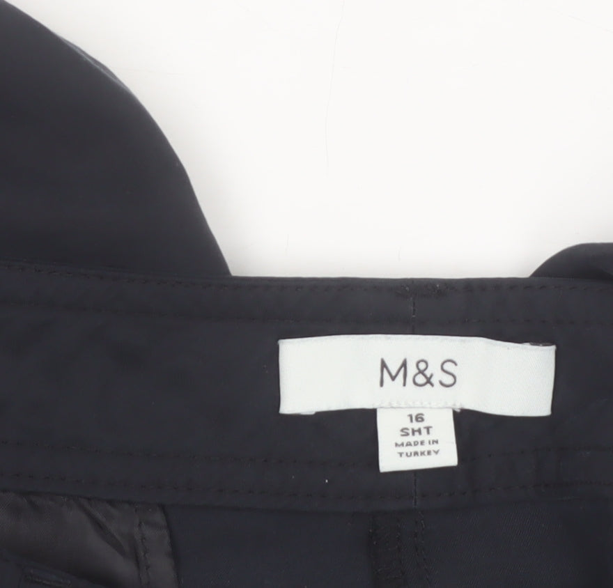 Marks and Spencer Womens Black Cargo Trousers Size 16 Short Modal Blend